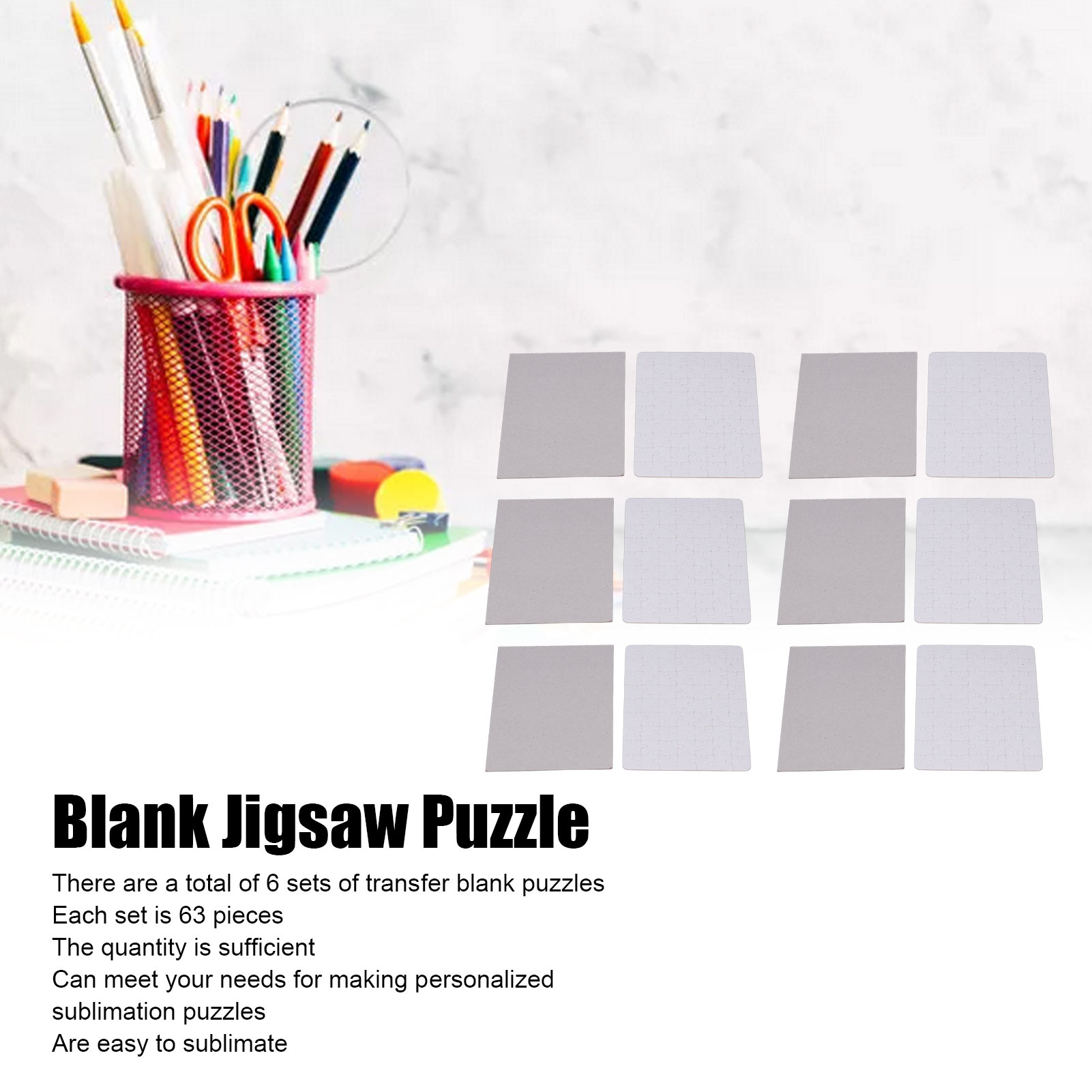 6 Set Blank Puzzles 13x18cm Wh - Puzzle Blank White recension och pris