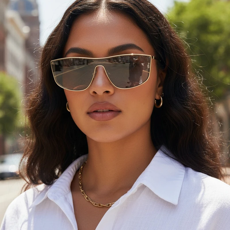 Metal Frame One-piece Sunglass - Metal Photo Panel recension och pris
